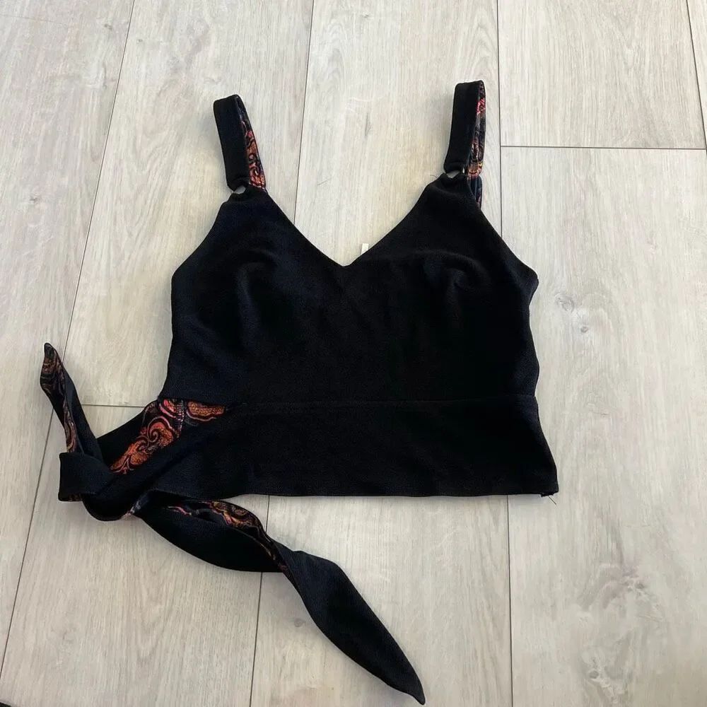 Free People Paisley Pop Tank Top in Black Size m